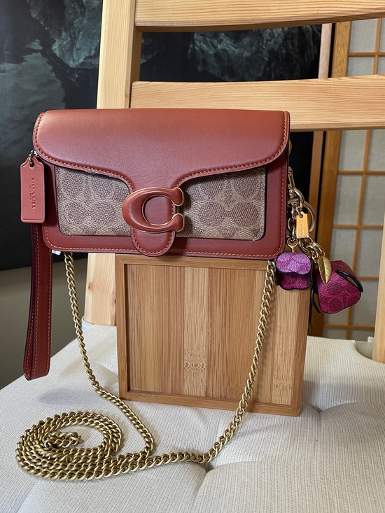 Coach Handbags - Coach Tabby Crossbody Wristlet Brass/Rust NWT & Coach Signature Tea Roses Charm